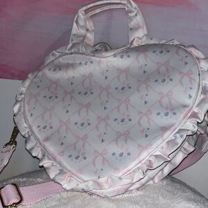 Stoney Clover Lane Heart Crossbody Bag in Pink and White